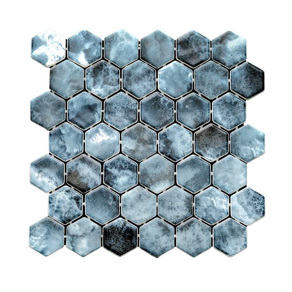 Eterna Hex 2" x 2" Onice Blue Glass Matte Mosaic