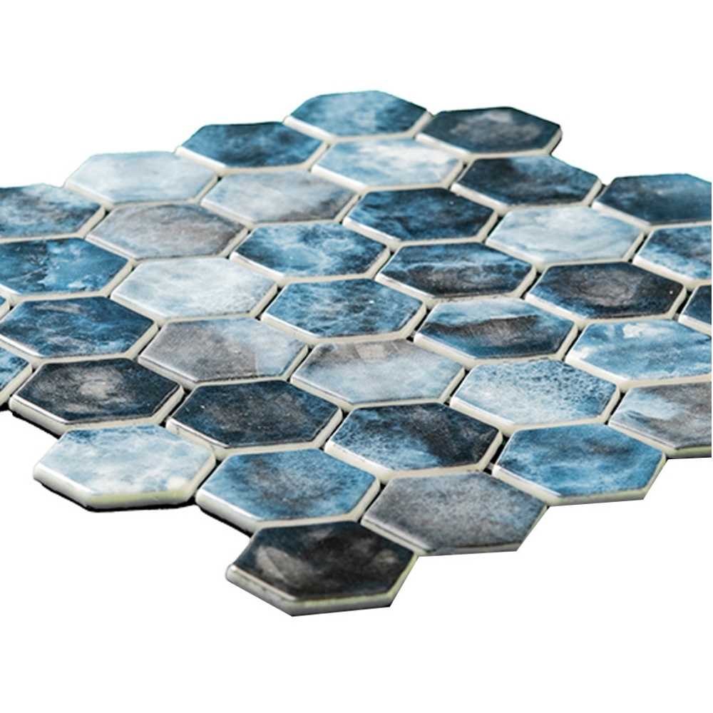 Eterna Hex 2" x 2" Onice Blue Glass Matte Mosaic