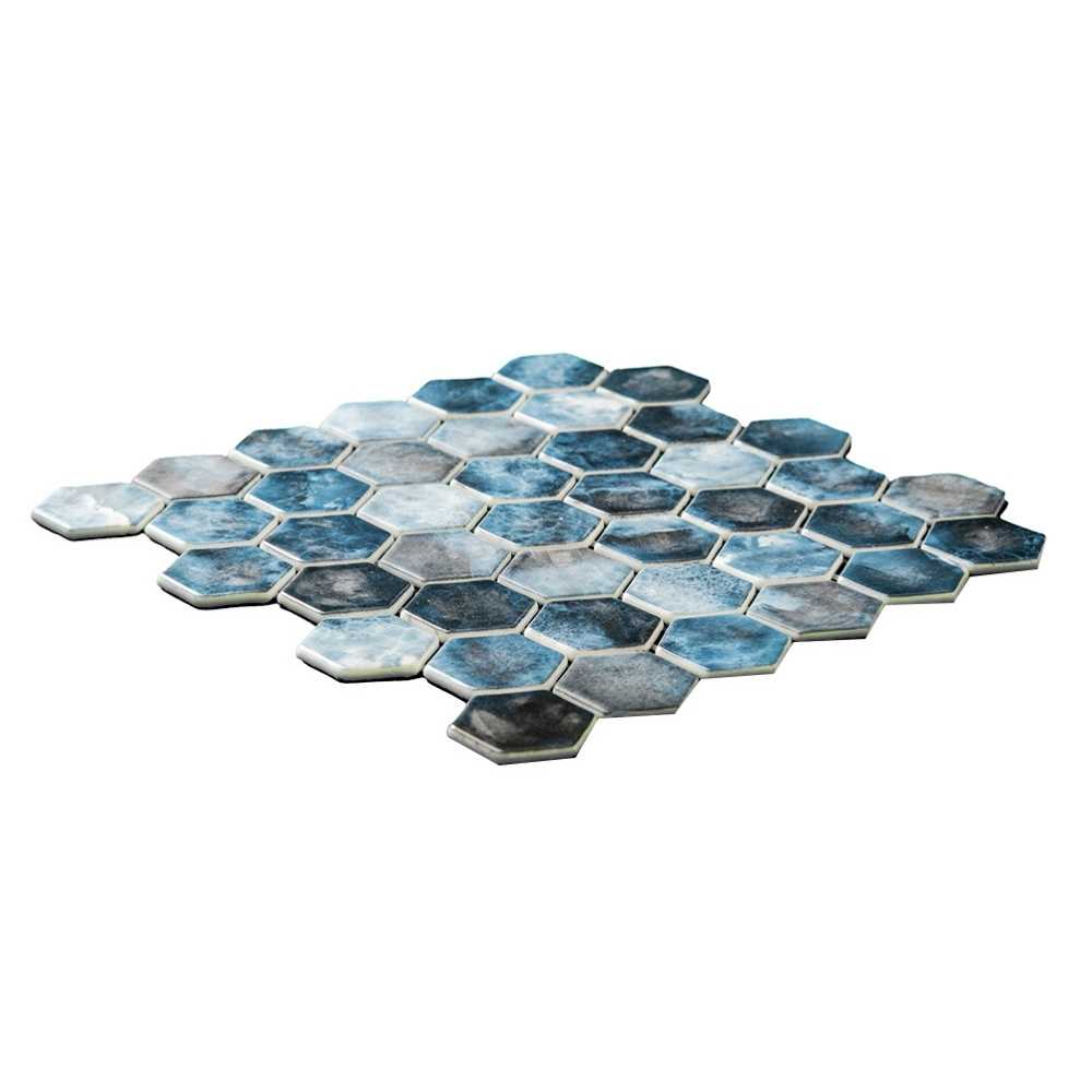Eterna Hex 2" x 2" Onice Blue Glass Matte Mosaic