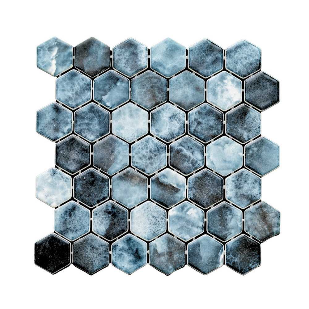 Eterna Hex 2" x 2" Onice Blue Glass Matte Mosaic
