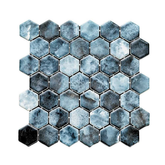 Eterna Hex 2" x 2" Onice Blue Glass Matte Mosaic