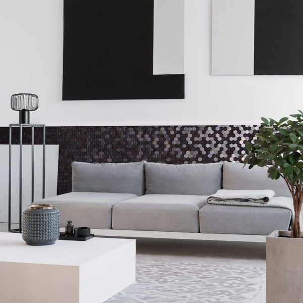 Eterna Big Hex 2" x 2" Opalo Black Recycled Glass Matte Mosaic