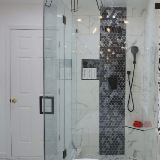 Eterna Big Hex 2"x2" Fosco Argent Recycled Glass Matte Mosaic