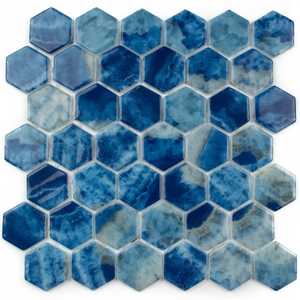 Eterna Hex 2" x 2" Saona Recycled Glass Shiny Mosaic