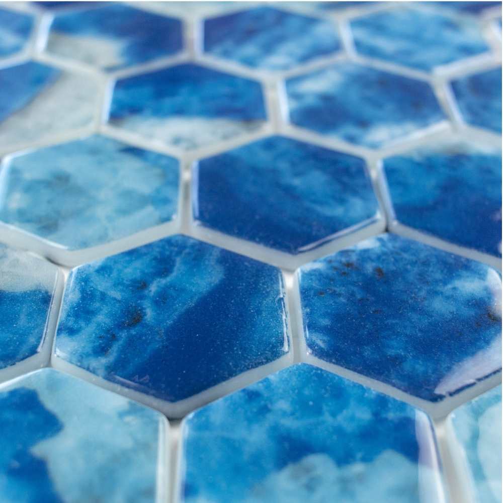 Eterna Hex 2" x 2" Saona Recycled Glass Shiny Mosaic