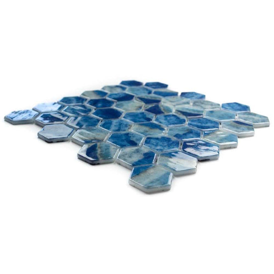 Eterna Hex 2"x2" Saona Recycled Glass Shiny Mosaic
