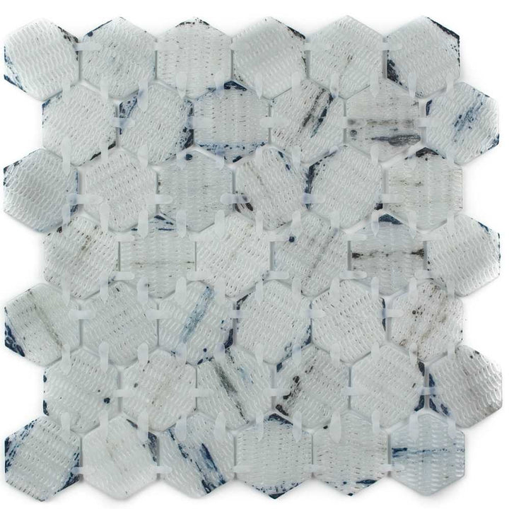 Eterna Hex 2"x2" Saona Recycled Glass Shiny Mosaic
