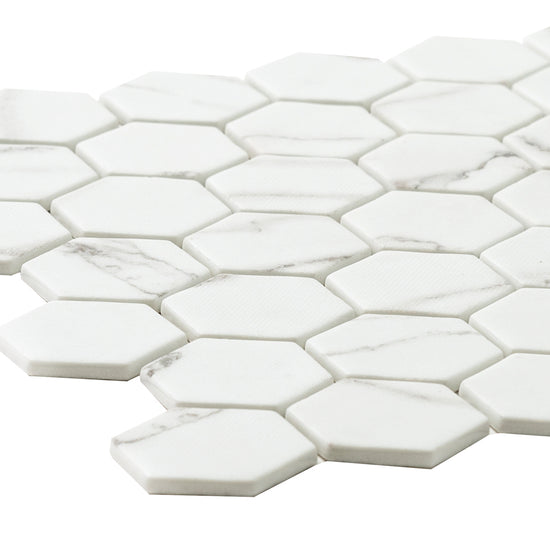 Eterna Big Hex 2"x2" Fosco Argent Recycled Glass Matte Mosaic