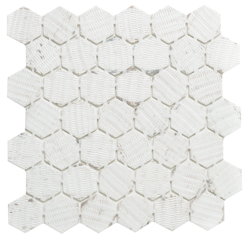 Eterna Big Hex 2"x2" Fosco Argent Recycled Glass Matte Mosaic