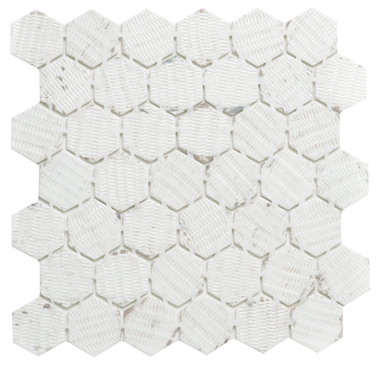 Eterna Big Hex 2"x2" Fosco Argent Recycled Glass Matte Mosaic