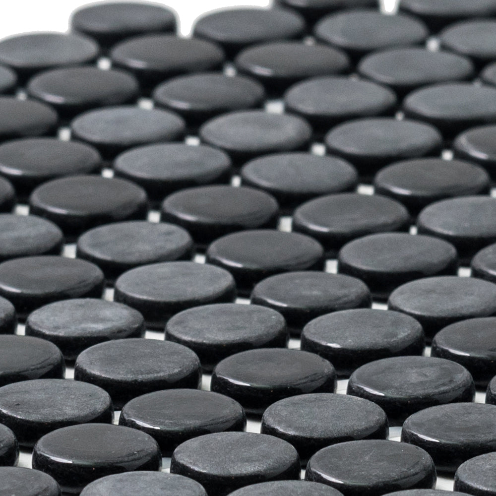 Eterna Penny Black Recycled Glass Matte and Shiny Mosaic