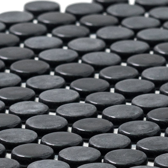 Eterna Penny Black Recycled Glass Matte and Shiny Mosaic