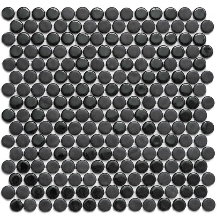 Eterna Penny Black Recycled Glass Matte and Shiny Mosaic