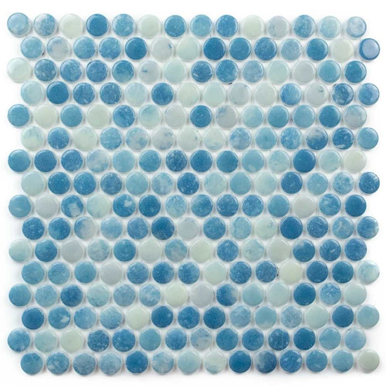 Eterna Penny Bluestone Recycled Glass Matte and Shiny Mosaic