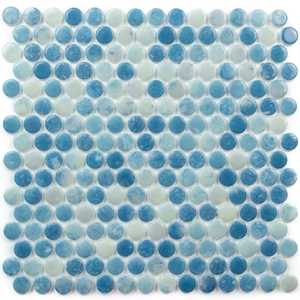 Eterna Penny Bluestone Recycled Glass Matte and Shiny Mosaic