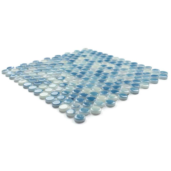 Eterna Penny Bluestone Recycled Glass Matte and Shiny Mosaic