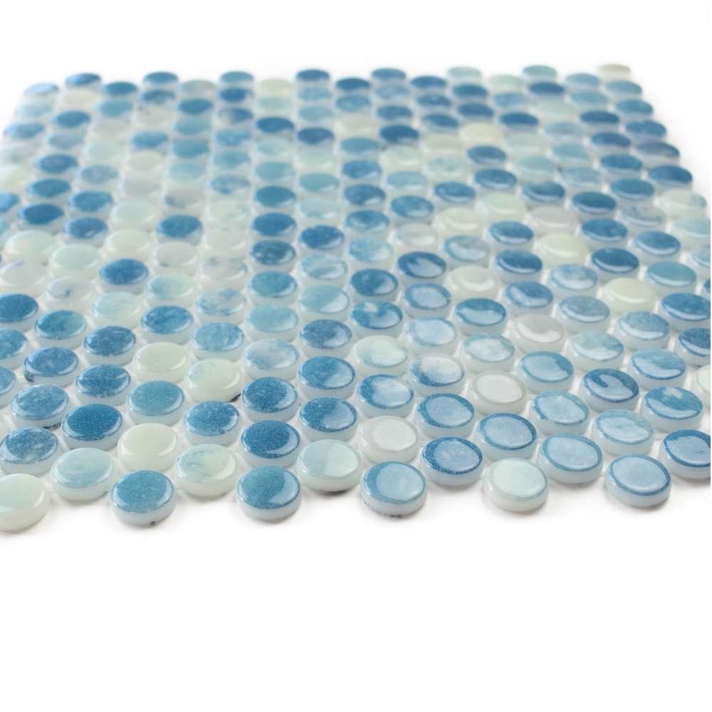 Eterna Penny Bluestone Recycled Glass Matte and Shiny Mosaic