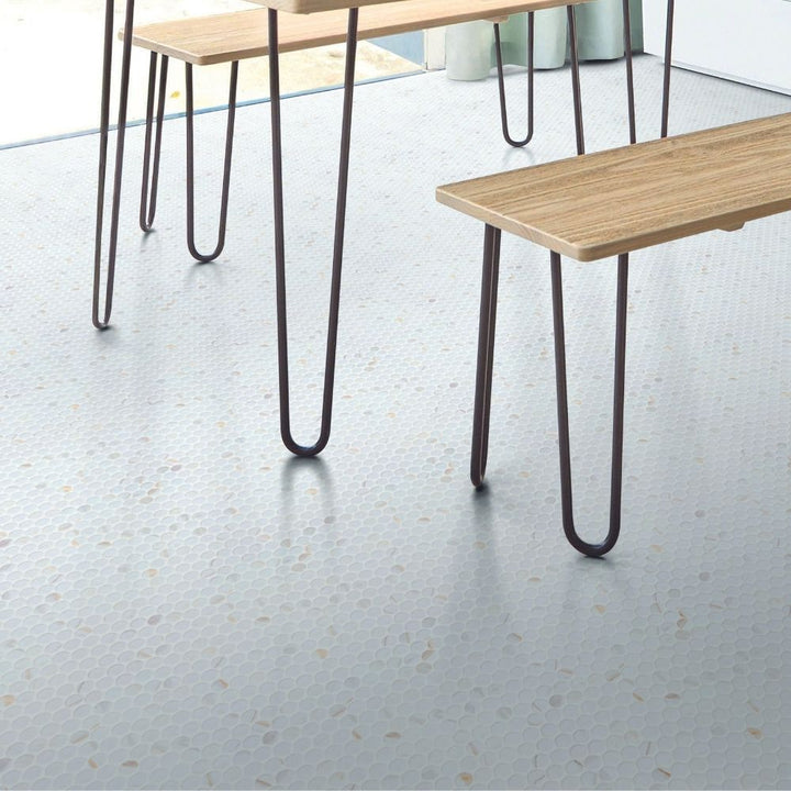 Eterna Penny Calacatta Gold Recycled Glass Matte Mosaic