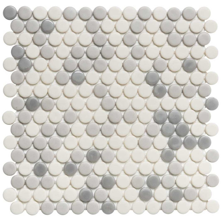 Eterna Penny Cinza Recycled Glass Shiny Mosaic
