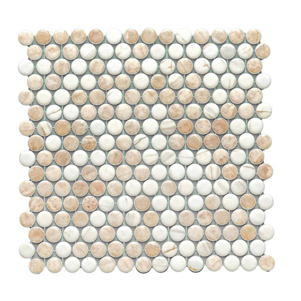 Eterna Penny Cream Blend Glass Matte and Shiny Mosaic
