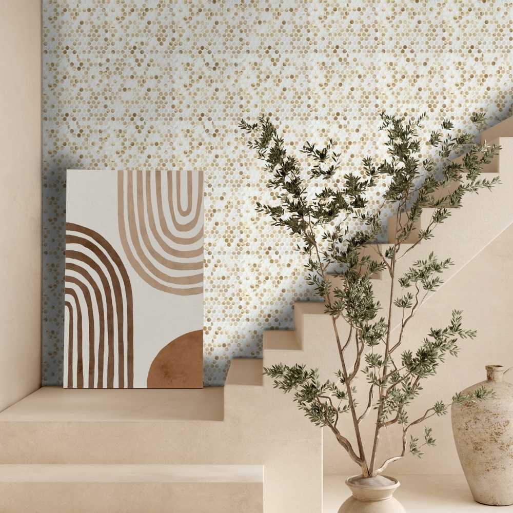 Eterna Penny Cream Blend Glass Matte and Shiny Mosaic