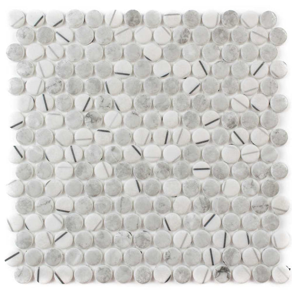 Eterna Penny Lineas Gris Recycled Glass Shiny Mosaic