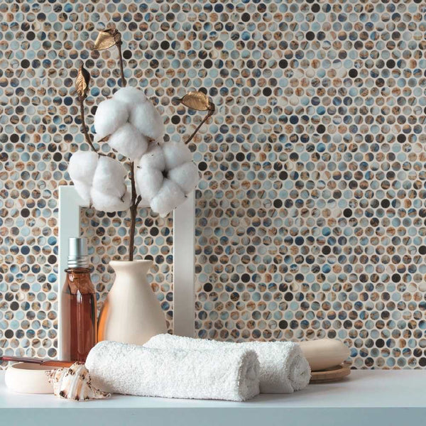 Eterna Penny Mauna Recycled Glass Shiny Mosaic