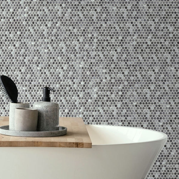 Eterna Penny Storm Recycled Glass Shiny Mosaic