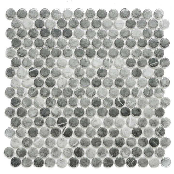 Eterna Penny Storm Recycled Glass Shiny Mosaic