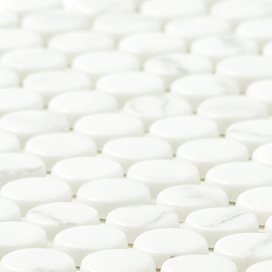 Eterna Penny Venato White Recycled Glass Shiny Mosaic