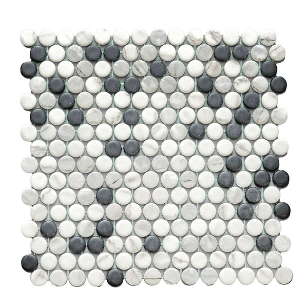 Eterna Penny Black & White Glass Matte Mosaic