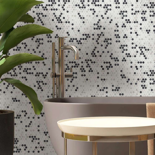 Eterna Penny Black & White Glass Matte Mosaic