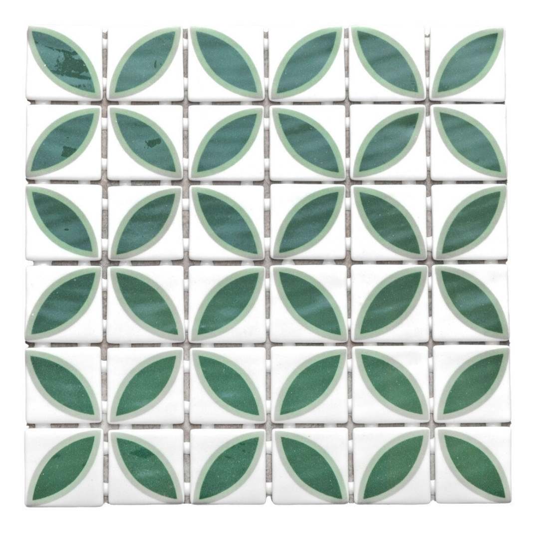 Eterna Lily 2" x 2" Basil Glass Matte and Shiny Mosaic