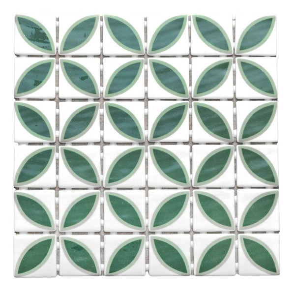 Eterna Lily 2" x 2" Basil Glass Matte and Shiny Mosaic