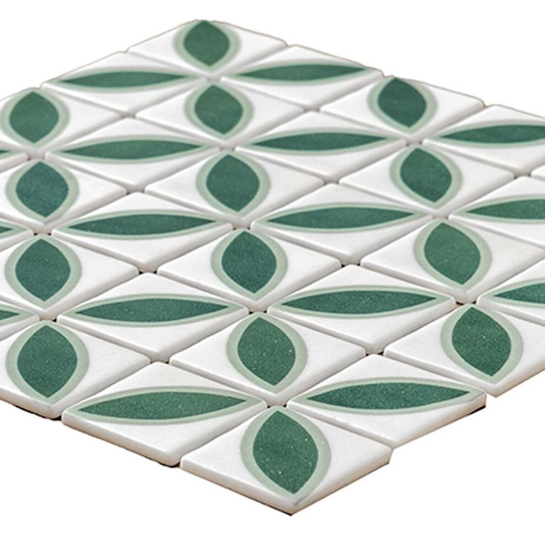 Eterna Lily 2" x 2" Basil Glass Matte and Shiny Mosaic