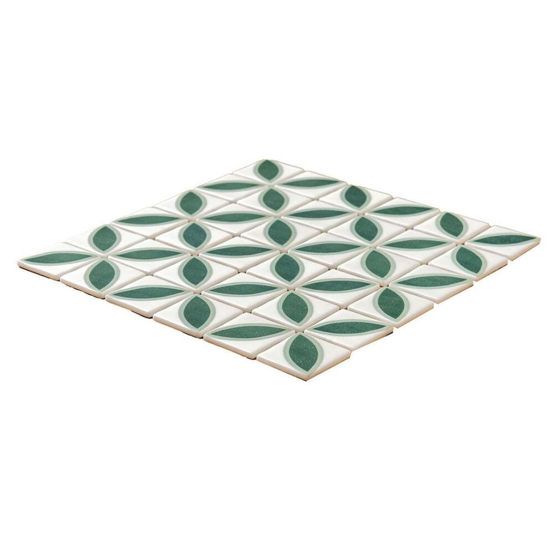 Eterna Lily 2" x 2" Basil Glass Matte and Shiny Mosaic