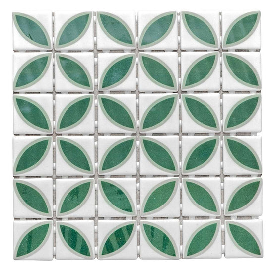 Eterna Lily 2" x 2" Basil Glass Matte and Shiny Mosaic