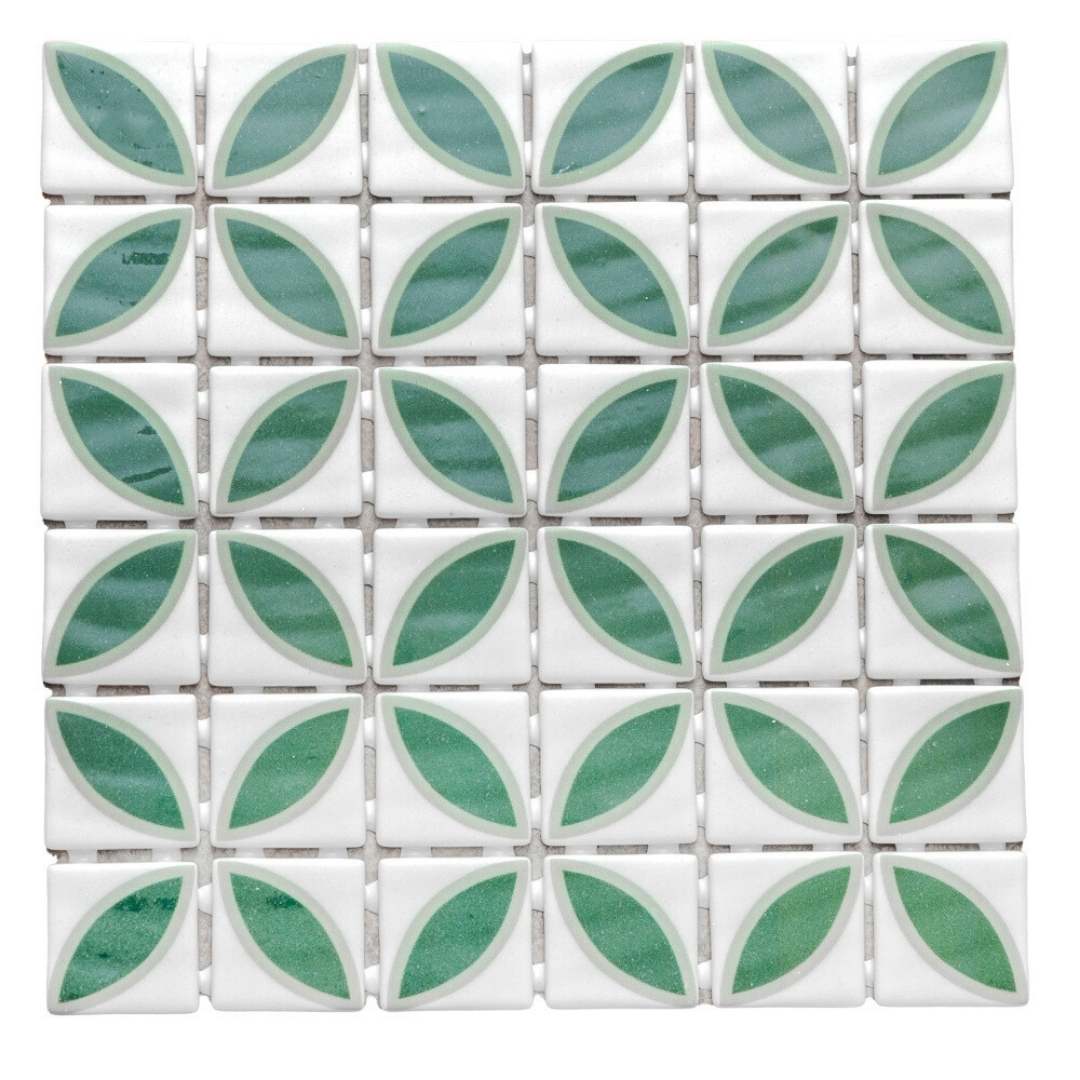 Eterna Lily 2" x 2" Basil Glass Matte and Shiny Mosaic