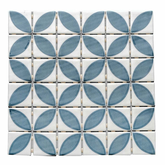 Eterna Lily 2" x 2" Navy Blue Glass Matte and Shiny Mosaic