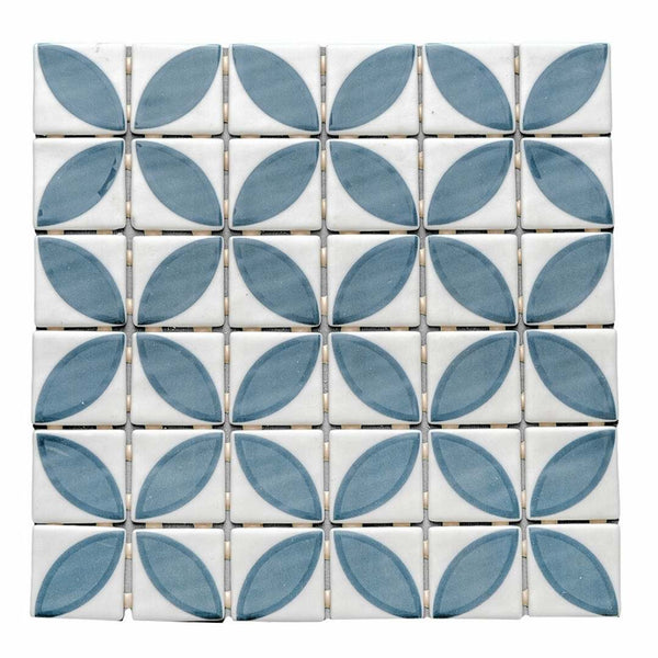 Eterna Lily 2" x 2" Navy Blue Glass Matte and Shiny Mosaic