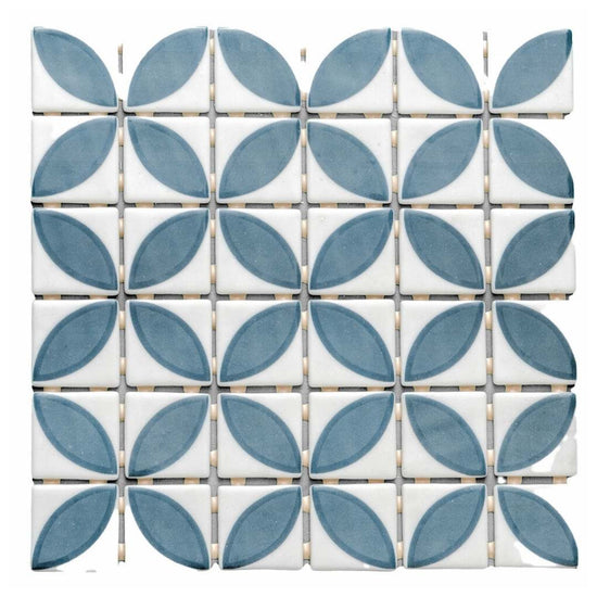Eterna Lily 2" x 2" Navy Blue Glass Matte and Shiny Mosaic