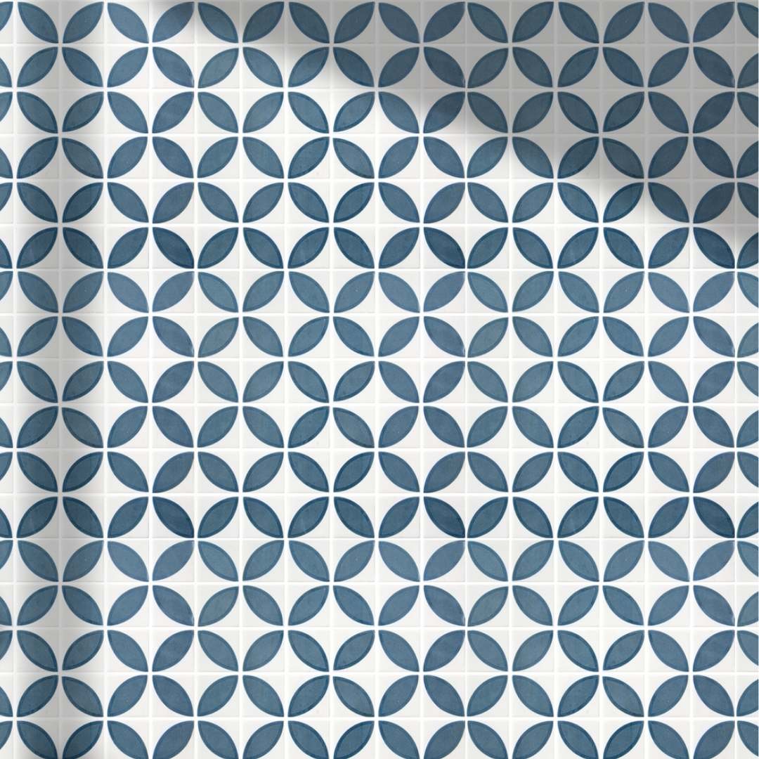 Eterna Lily 2" x 2" Navy Blue Glass Matte and Shiny Mosaic