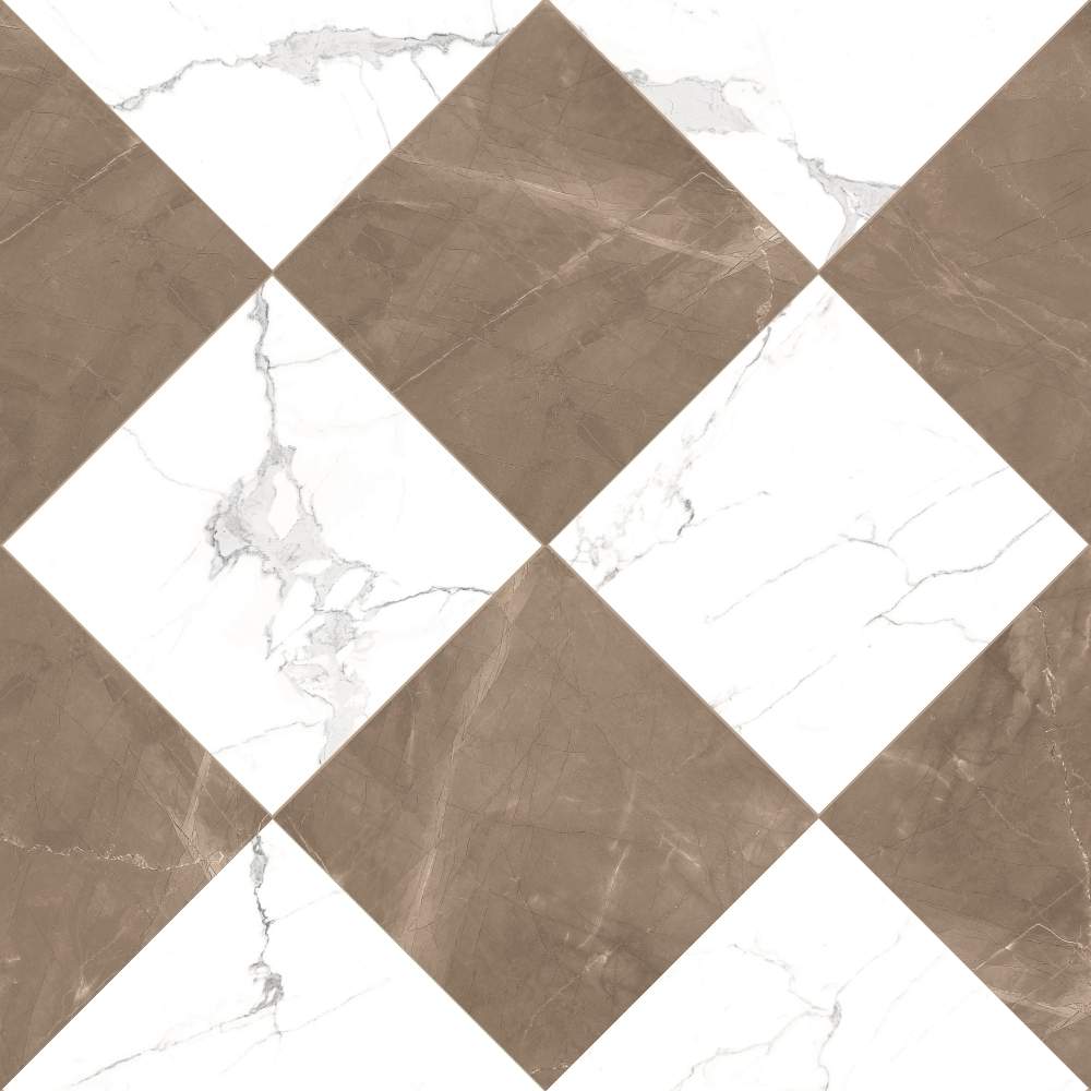 Windsor 12"x12" Checkerboard Bronze & Calacatta Porcelain Matte Tile