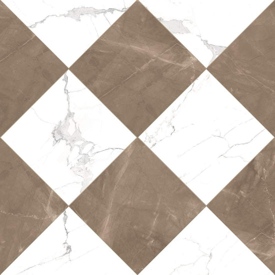 Windsor 12"x12" Checkerboard Bronze & Calacatta Porcelain Matte Tile