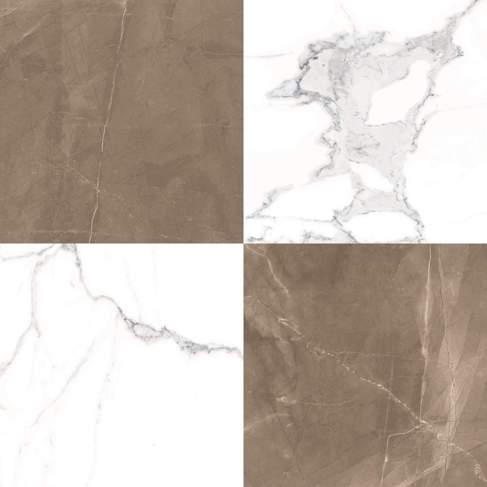 Windsor 12"x12" Checkerboard Bronze & Calacatta Porcelain Matte Tile