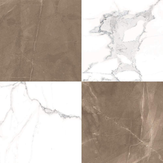 Windsor 12"x12" Checkerboard Bronze & Calacatta Porcelain Matte Tile