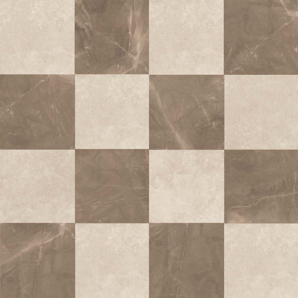 Windsor 12"x12" Checkerboard Bronze & Crema Marfil Porcelain Matte Tile