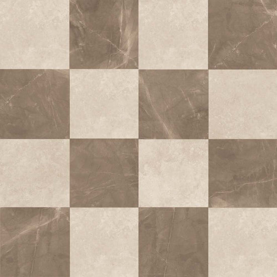 Windsor 12"x12" Checkerboard Bronze & Crema Marfil Porcelain Matte Tile
