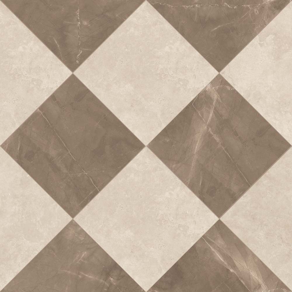 Windsor 12"x12" Checkerboard Bronze & Crema Marfil Porcelain Matte Tile