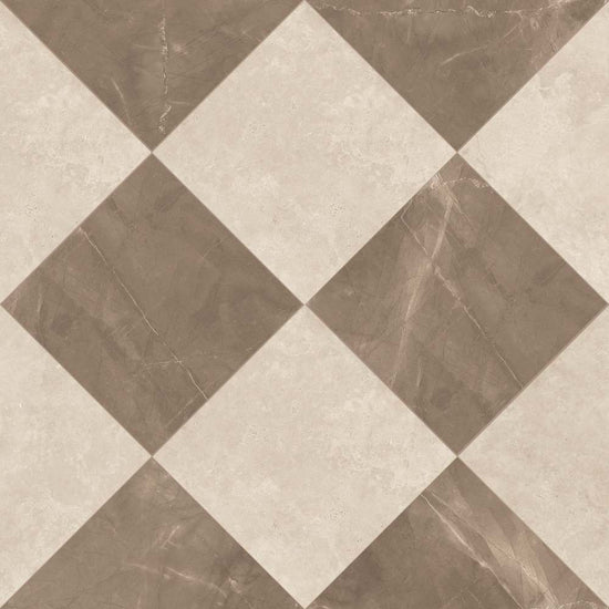 Windsor 12"x12" Checkerboard Bronze & Crema Marfil Porcelain Matte Tile